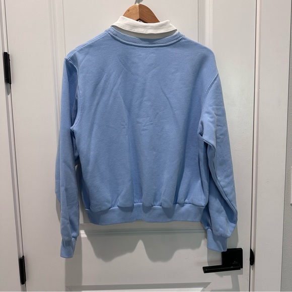 Hollister Sweatshirt Y2K Baby Blue with White Collar Preppy Style Size S Small - Picture 3 of 10